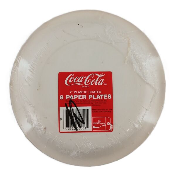 Vintage 1993 Coca Cola Santa Napkins & Plastic Coated Paper Plates NOS Xmas - Picture 6 of 8